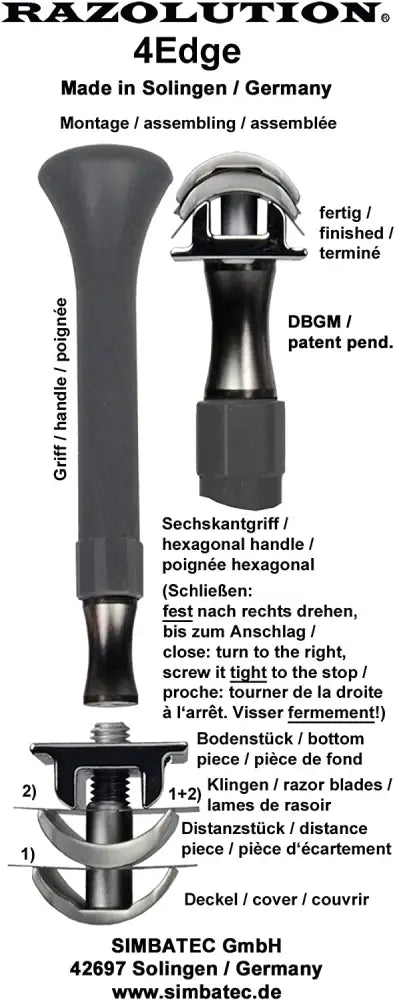 4 Edge Doppelklingen Rasierhobel | Flexiblem Silikongriff | Razolution | V Welt